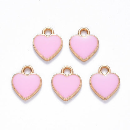 12MM Gold Plated Enamel Heart Charms (Multiple Colors)