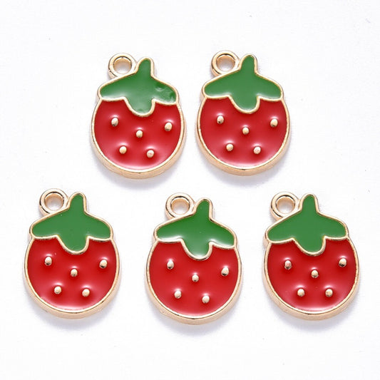 16.5MM Red Chubby Strawberry Enamel Charm
