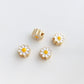 18K Gold Plated Daisy Flower Enamel Bead or Charm