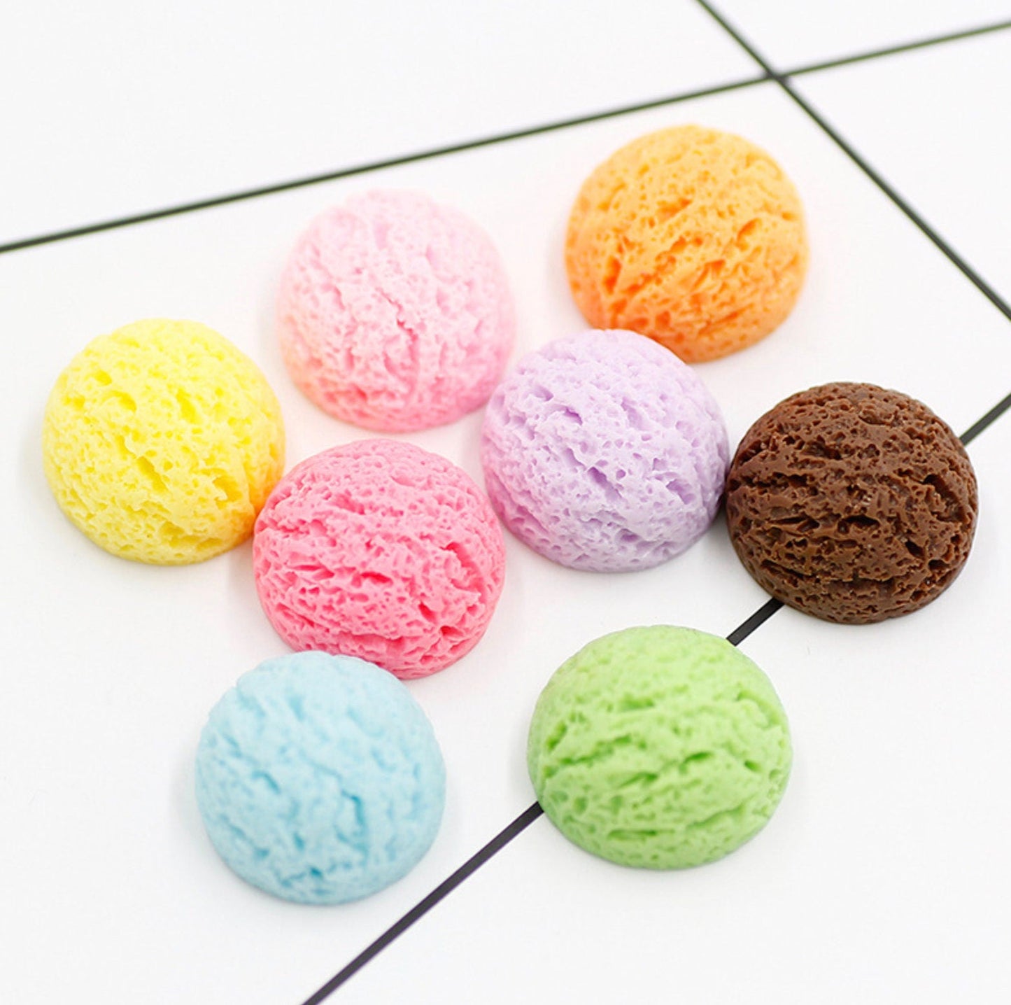 18MM Rainbow Ice Cream Scoops, Flatback Cabochons (Random Mix)