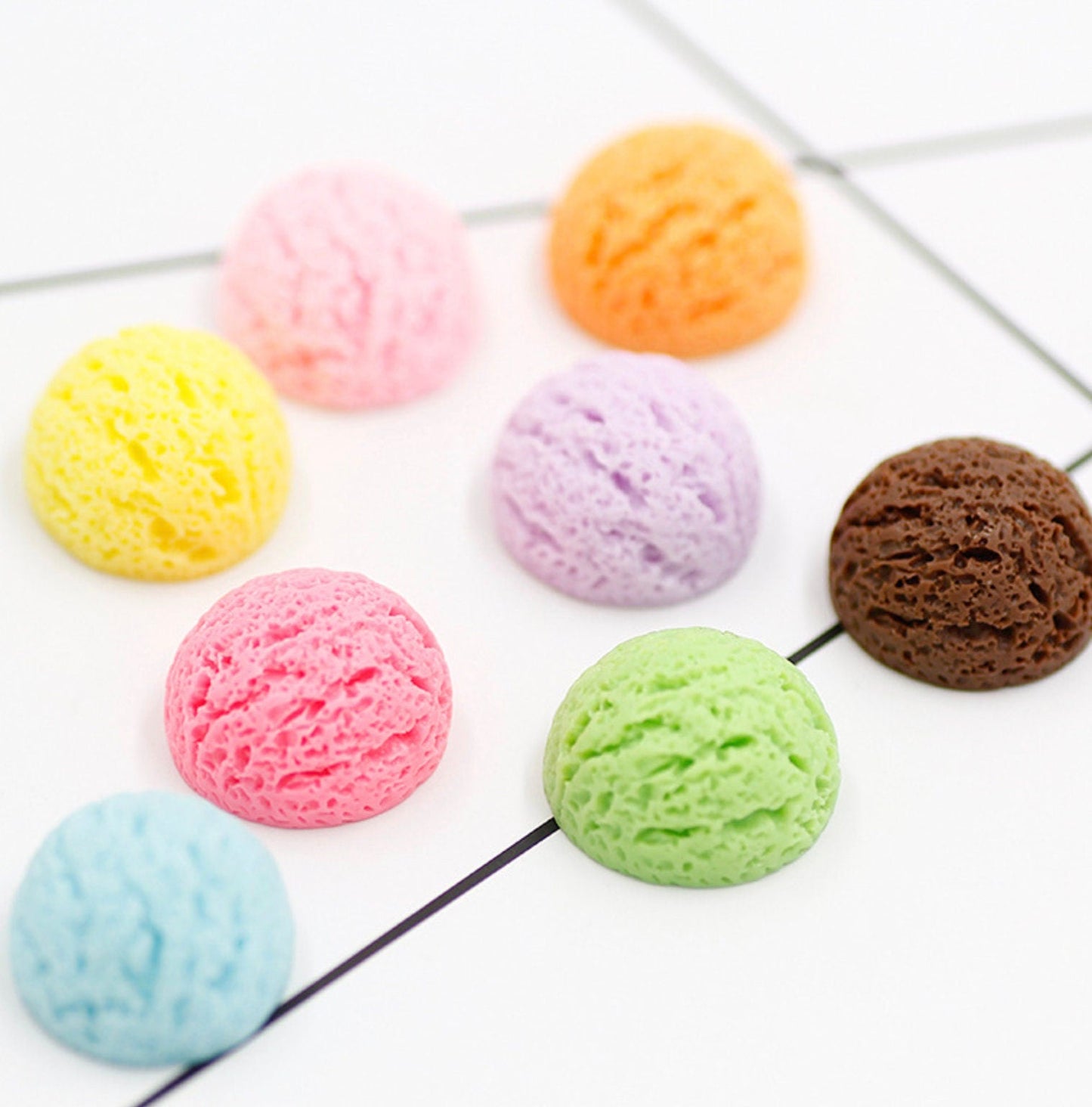 18MM Rainbow Ice Cream Scoops, Flatback Cabochons (Random Mix)