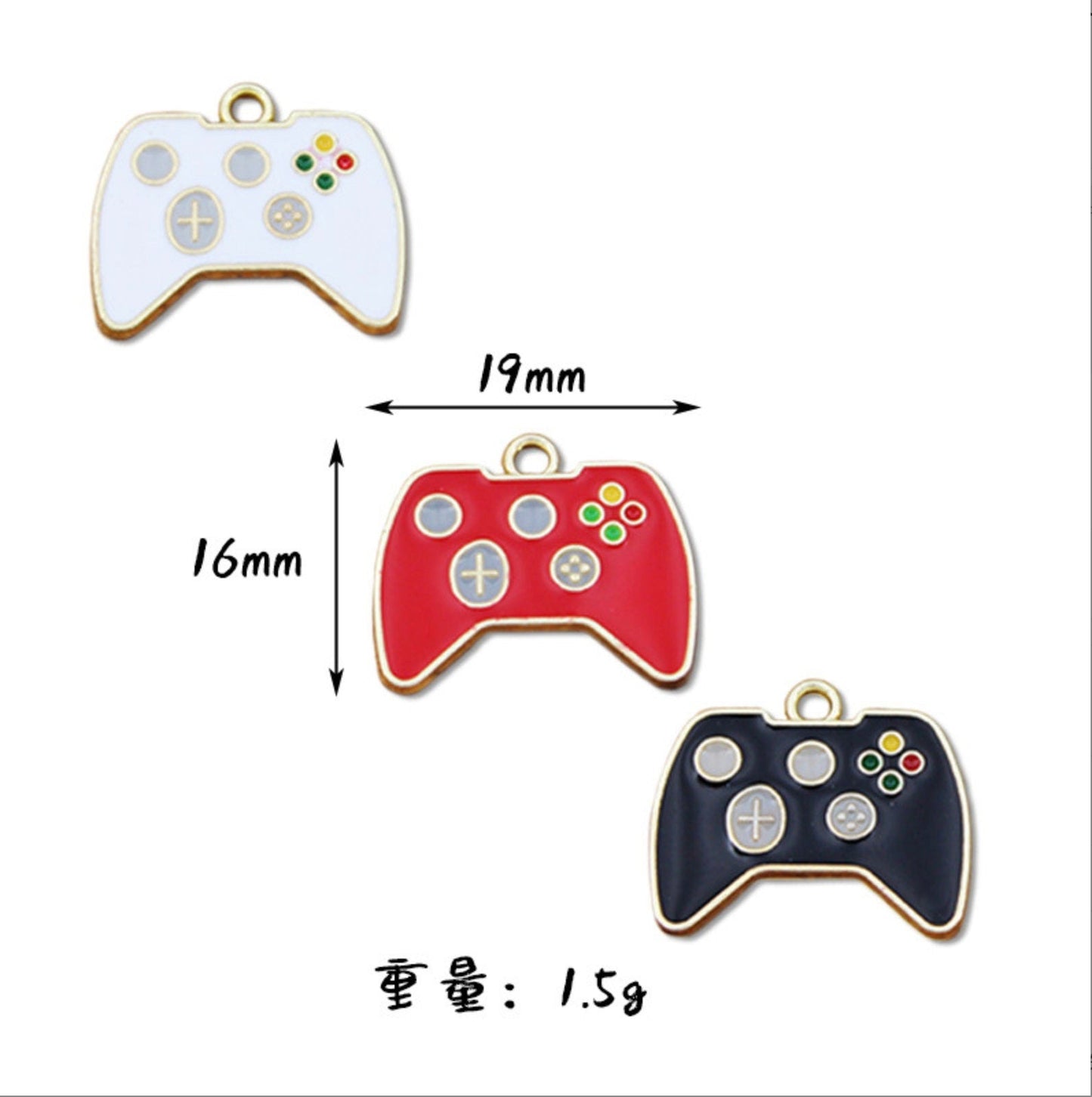 19MM Red,White, Black Game Controller Theme Enamel Charm