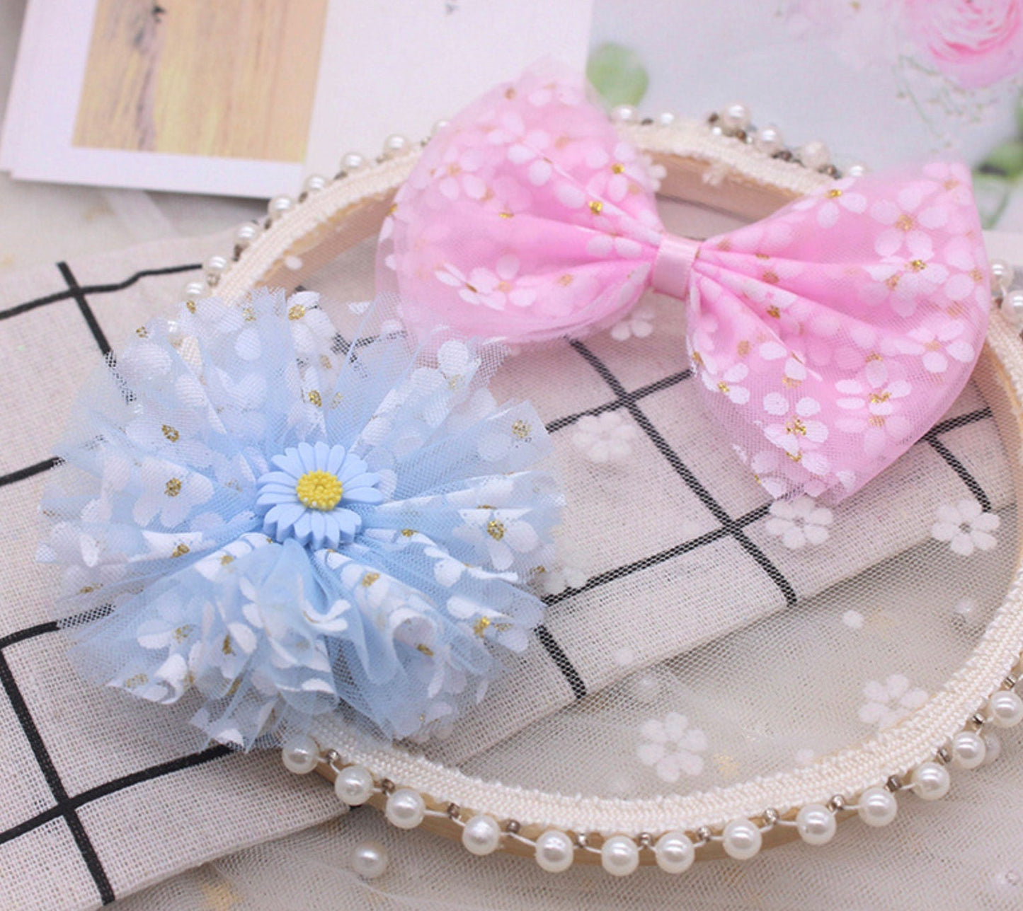 2.4 inch Cute Translucent Daisy Flower, Floral Themed Ribbons (5YD)