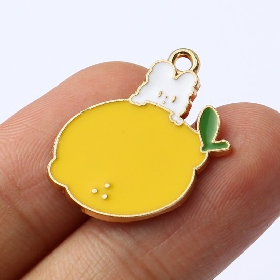 22MM Lemon Bunny Themed Enamel Charm