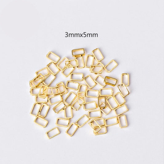 3MM x 5MM Rectangle Gold Mini Open Back Bezel