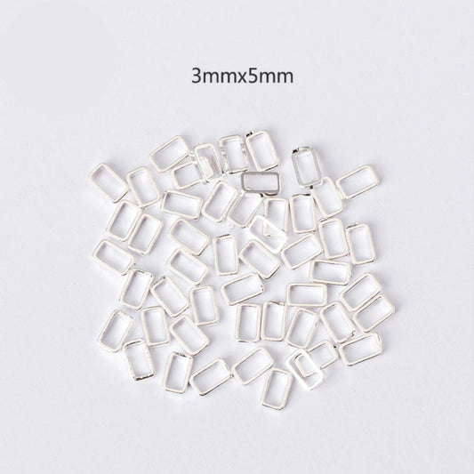 3MM x 5MM Rectangle Silver Mini Open Back Bezel/Frame