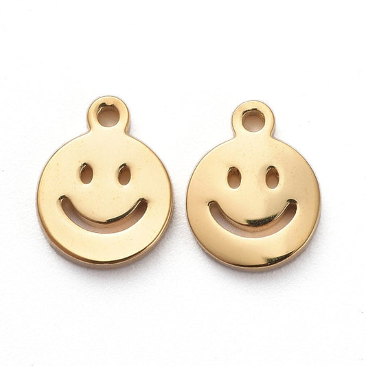 6MM Gold/Silver 304 Stainless Steel Smiley Face Charm
