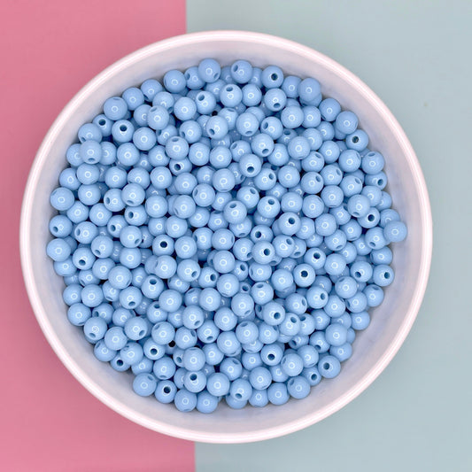 6MM/8MM Baby Blue Solid Colored Acrylic Round Ball Beads