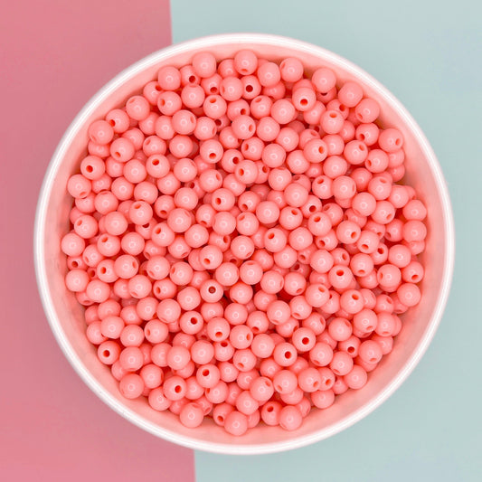 6MM/8MM Coral Solid Colored Acrylic Round Ball Beads