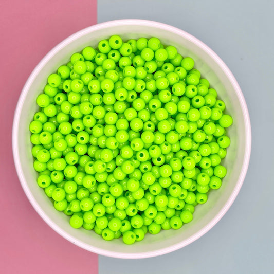 6MM/8MM Grass Green Solid Colored Acrylic Round Ball Beads