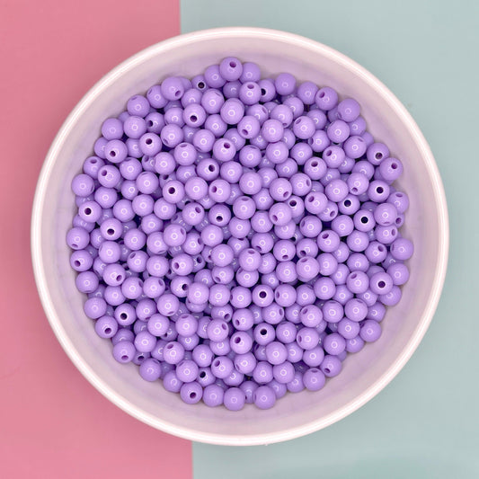 6MM/8MM Light Purple Solid Colored AcrylicRound Ball Beads