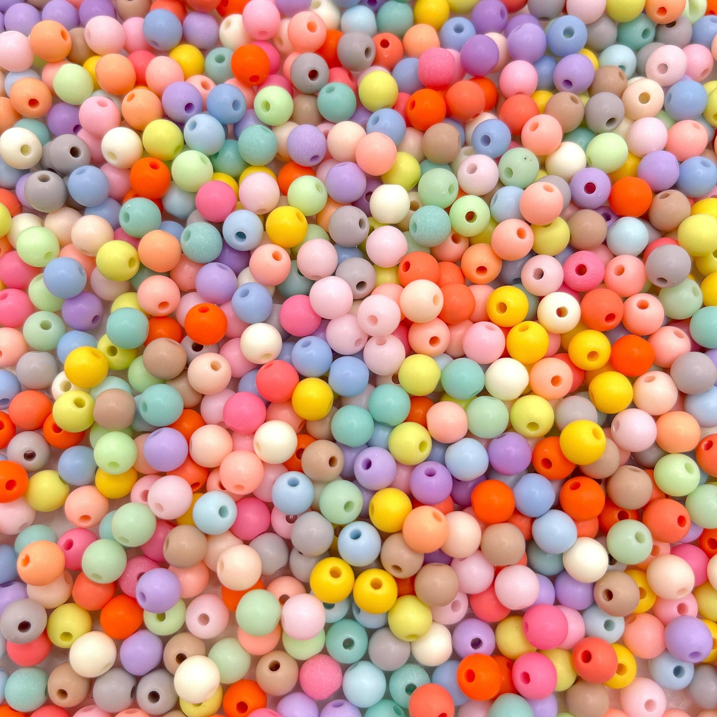 6MM/8MM Mix Colored Matte Acrylic Round Ball Beads