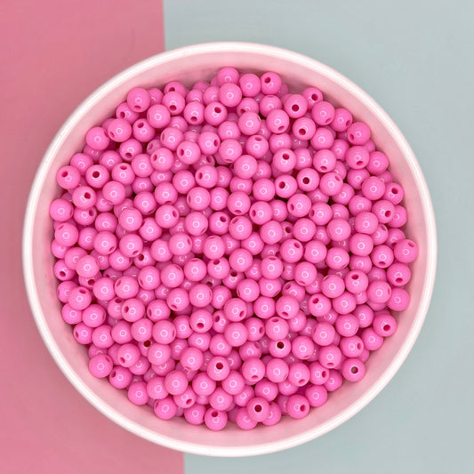 6MM/8MM Pink Solid Colored Acrylic Round Ball Beads