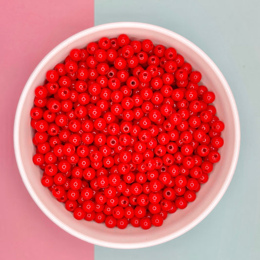 6MM/8MM Red Solid Colored Acrylic Round Ball Beads