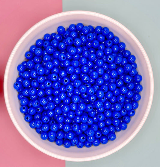 6MM/8MM Royal Blue Solid Colored Acrylic Round Ball Beads