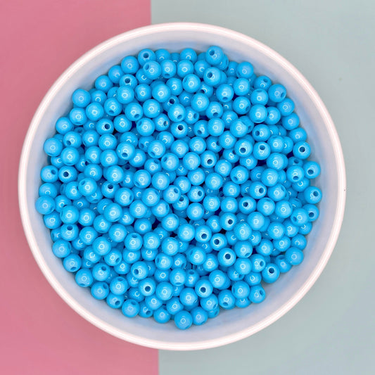 6MM/8MM Sky Blue Solid Colored Acrylic Round Ball Beads