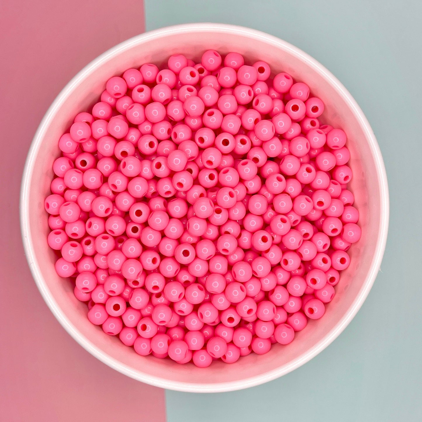 6MM/8MM Watermelon Pink Solid Colored Acrylic Round Ball Beads