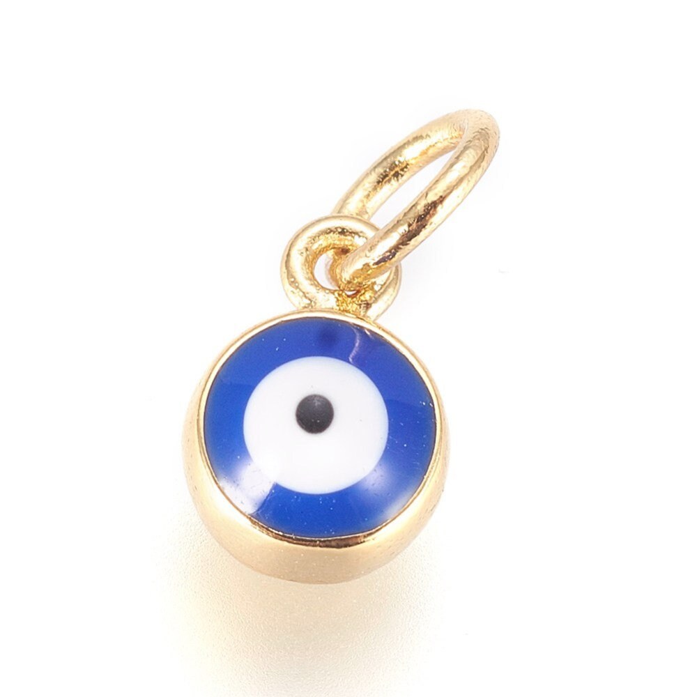 8MM Platinum or Gold Colored Brass Evil Eye Charm