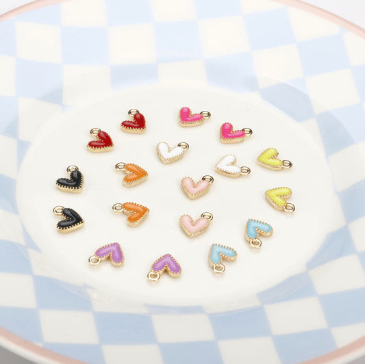 9MM Heart Shaped Enamel Charms