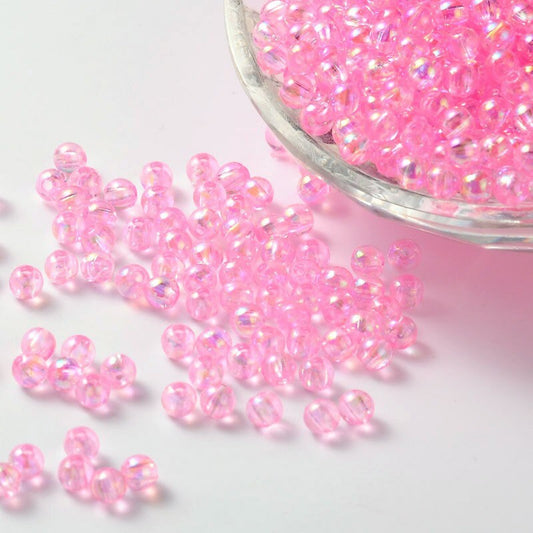 6MM/8MM AB Light Pink Transparent Acrylic Beads