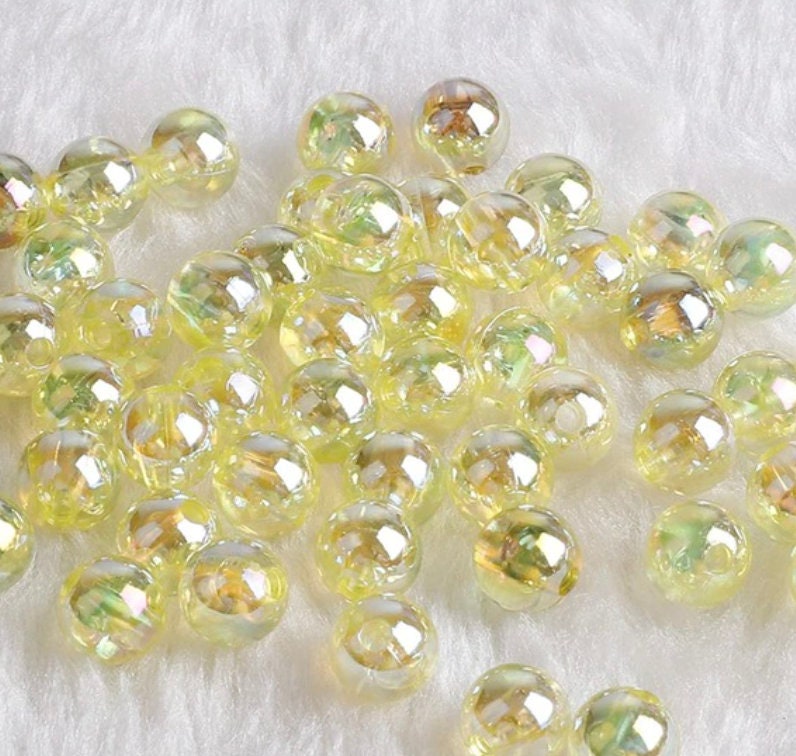 AB Yellow Transparent Acrylic Beads (6mm/8mm)