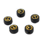 7MM Black Color Flat Round Acrylic Gold Peace Sign Beads