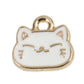Black/White Cat Face Enamel Charm (10mm x 9mm)