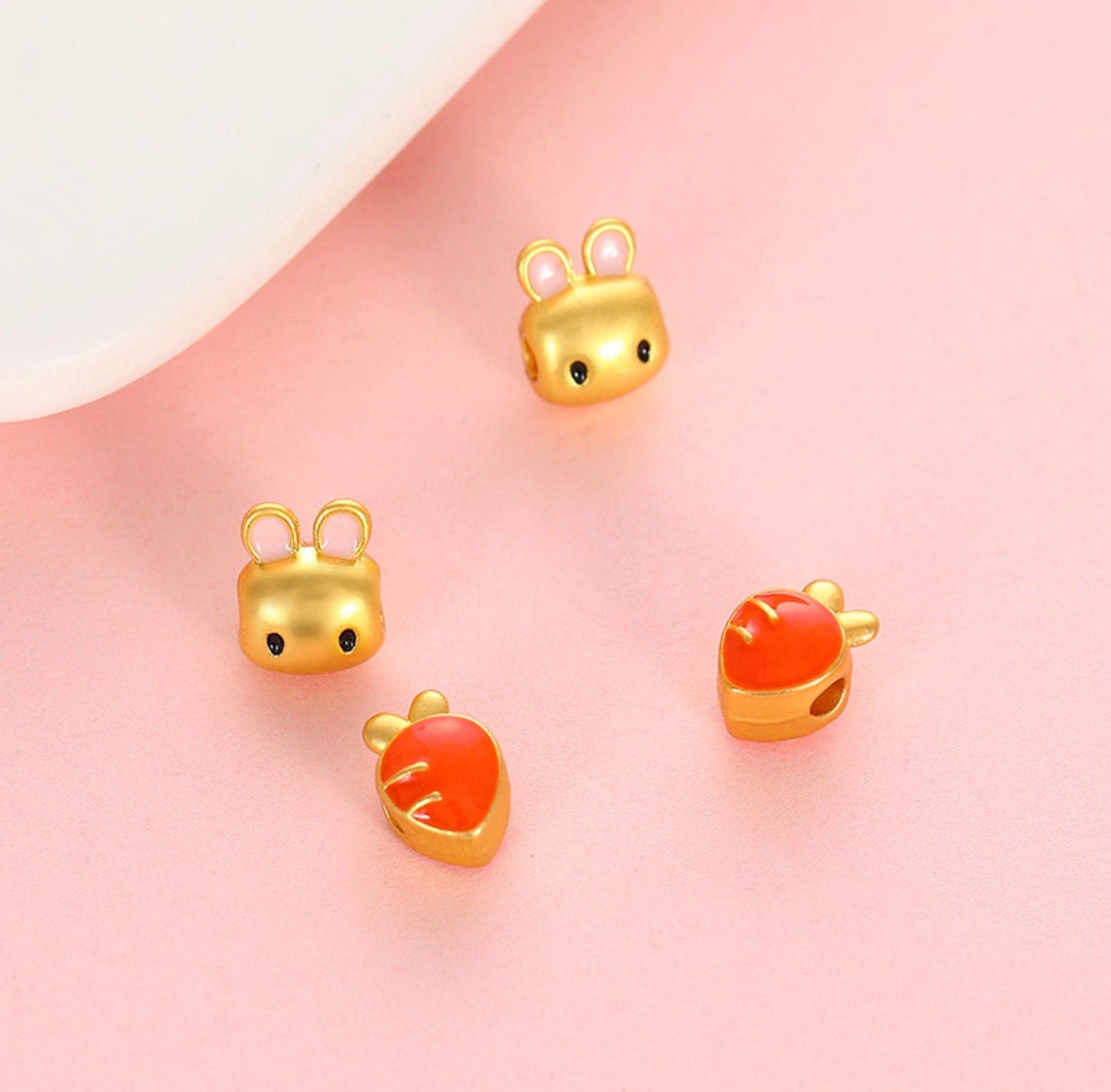 Bunny and Carrot Themed Alloy Beads