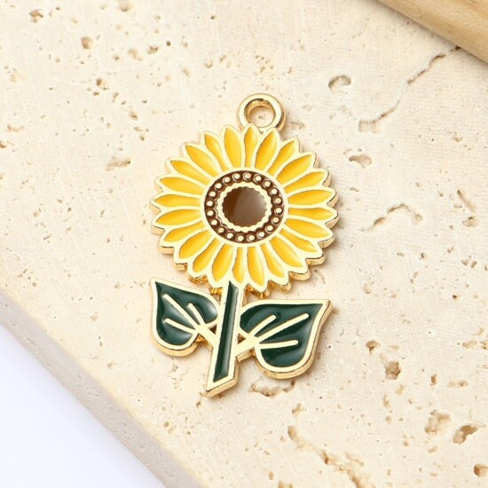 Bright Sunflower Themed Enamel Charm