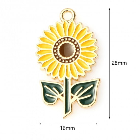 Bright Sunflower Themed Enamel Charm