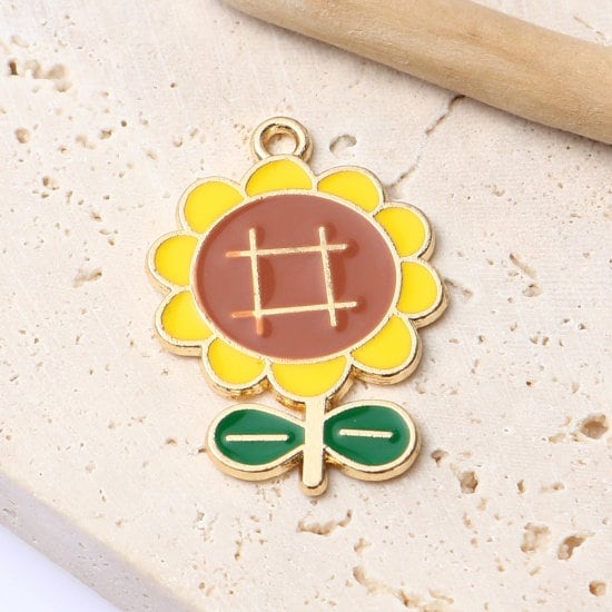 Bright Sunflower Themed Enamel Charm