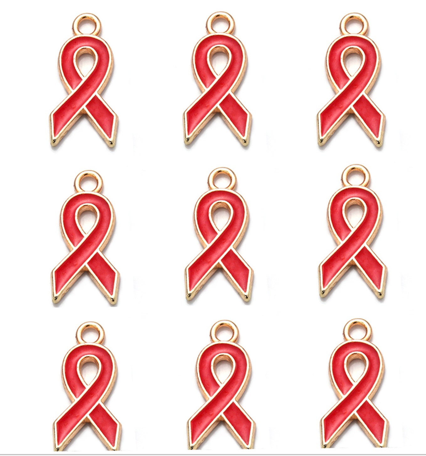 Cancer Awareness Ribbon Charm (20.5mm x 10mm)