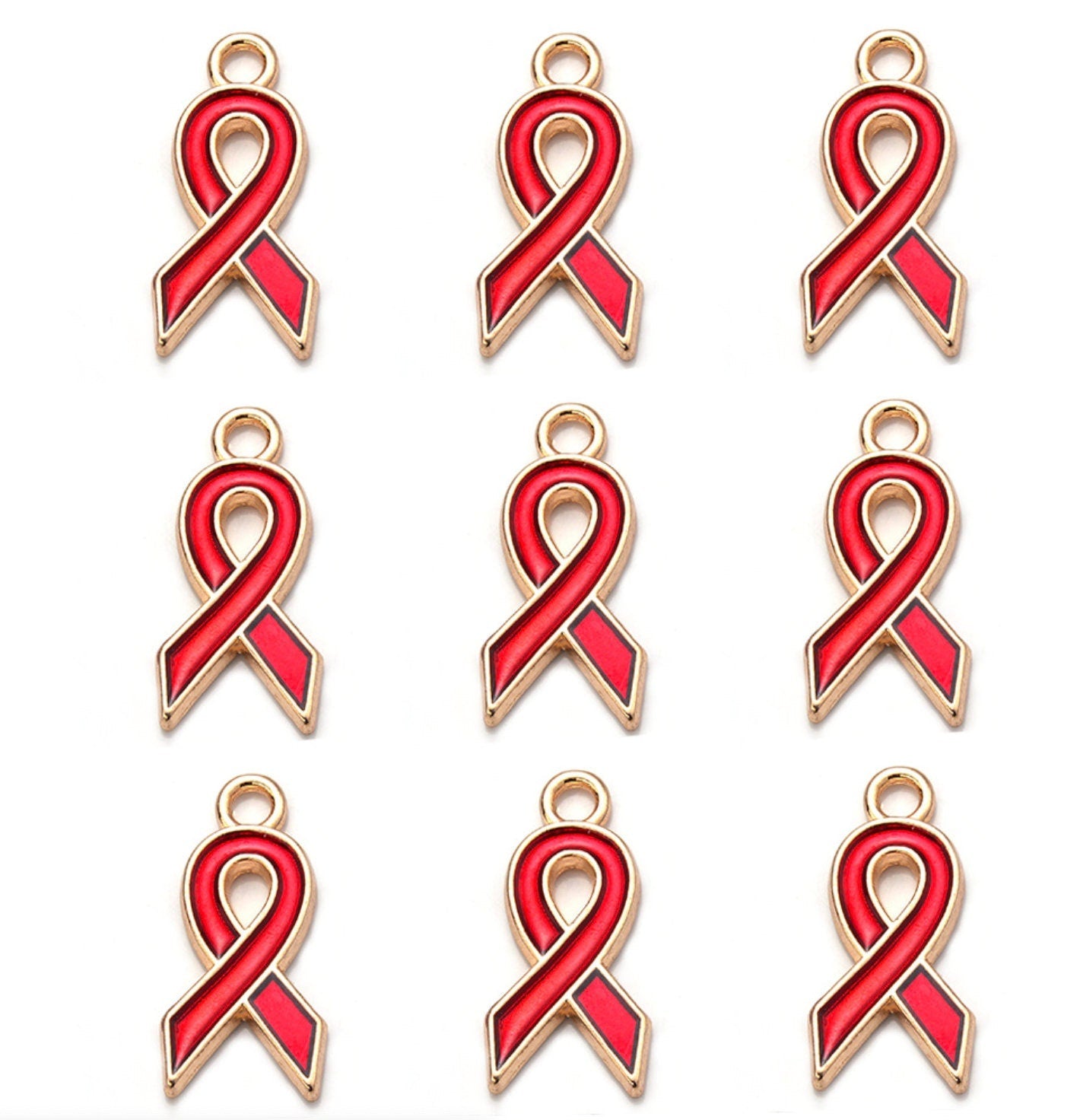 Cancer Awareness Ribbon Charm (20.5mm x 10mm)