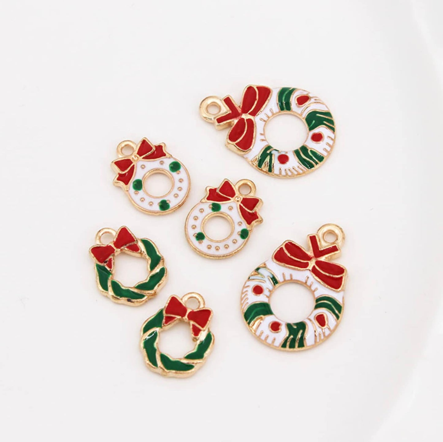 Christmas Themed Wreath Enamel Charm