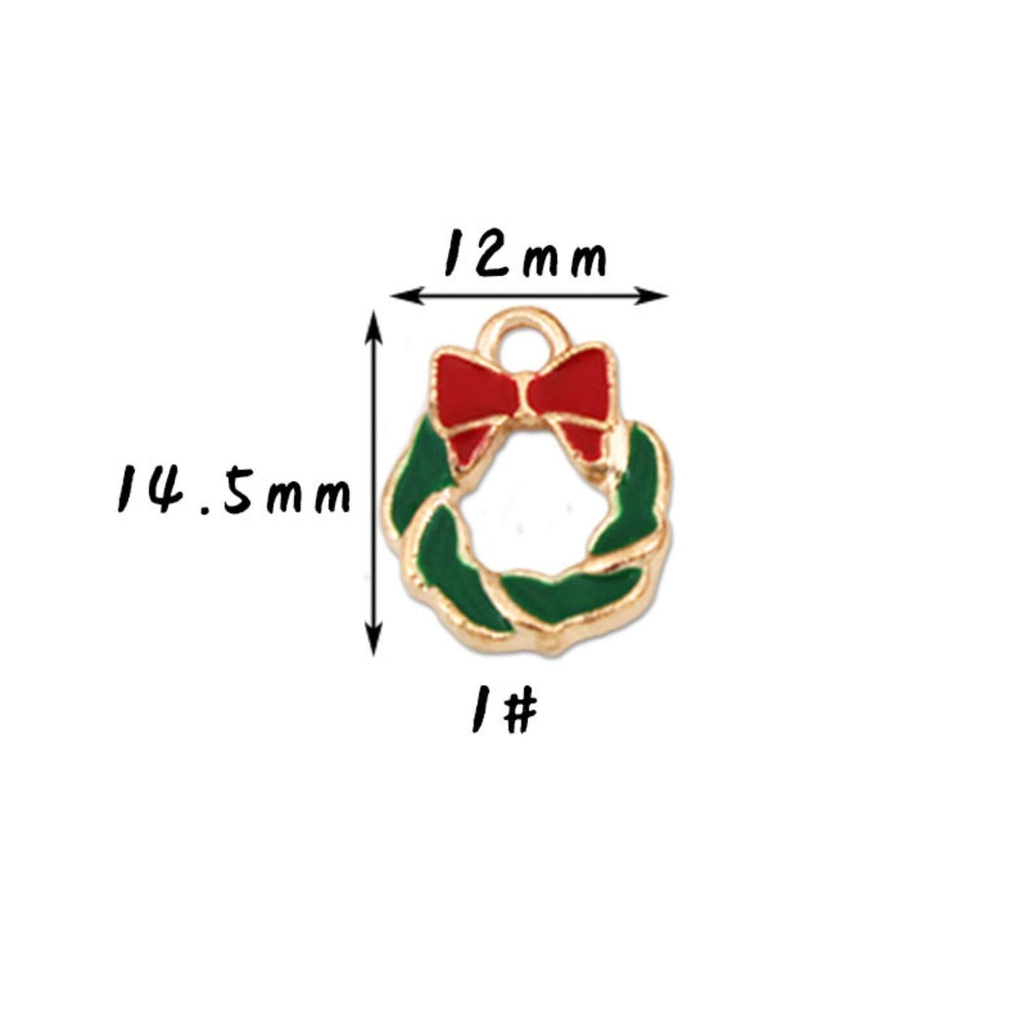 Christmas Themed Wreath Enamel Charm