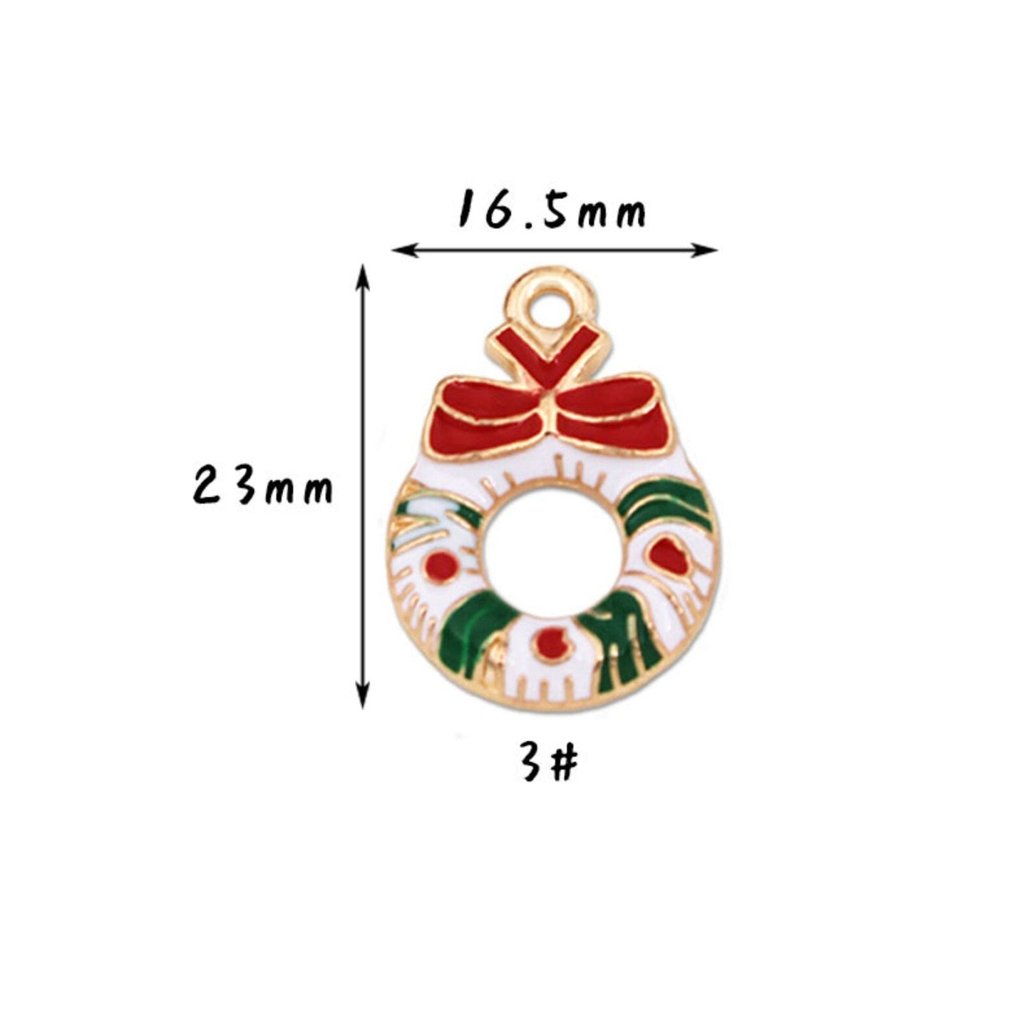 Christmas Themed Wreath Enamel Charm