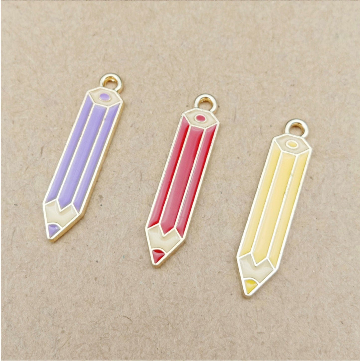 Colored Pencil Enamel Zinc Alloy Charm Oil Drop Style Pendant (5mm x 27mm)