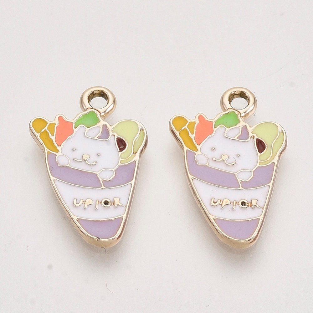 Crepe Cat Alloy Enamel Charm (21.5mm x 14mm x 2mm, Hole: 1.8mm)