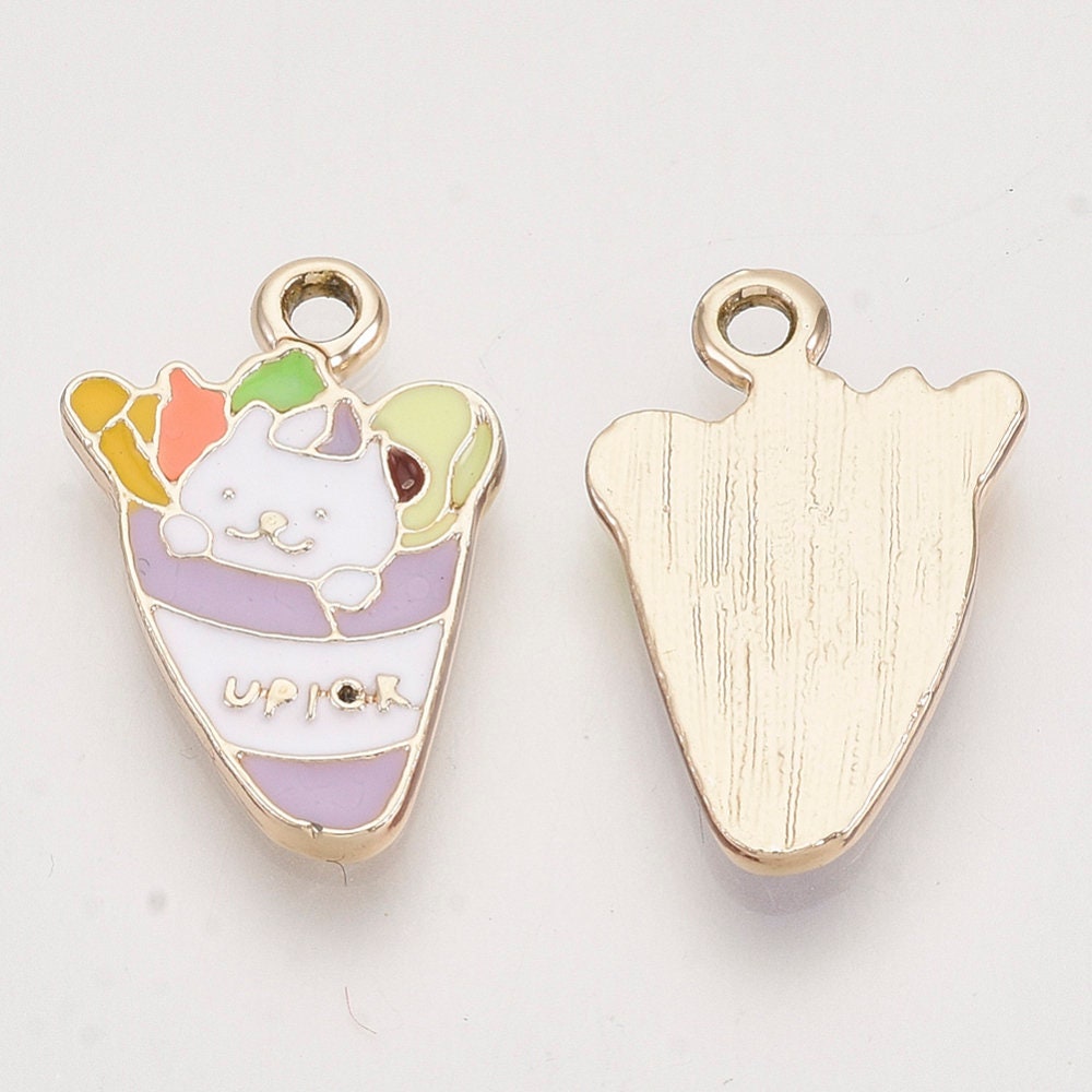 Crepe Cat Alloy Enamel Charm (21.5mm x 14mm x 2mm, Hole: 1.8mm)