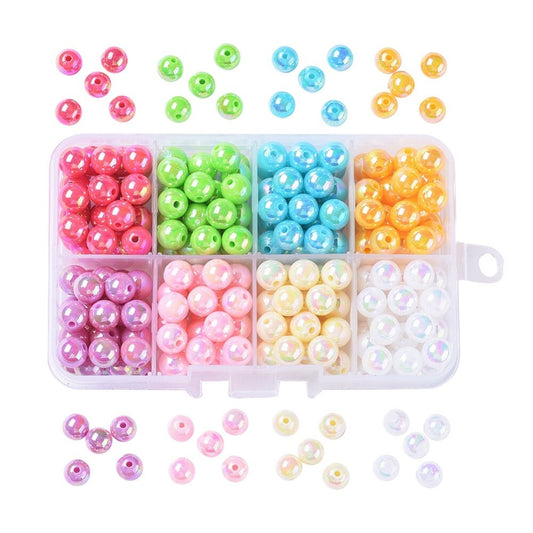 Cute AB Mixed Colors Colored 8MM Round Bead Set (240 PCS. per box)