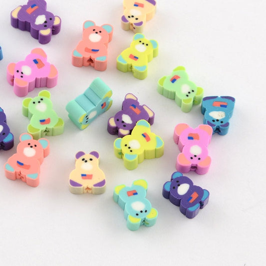 12MM Cute Bear Themed Polymer Clay Beads