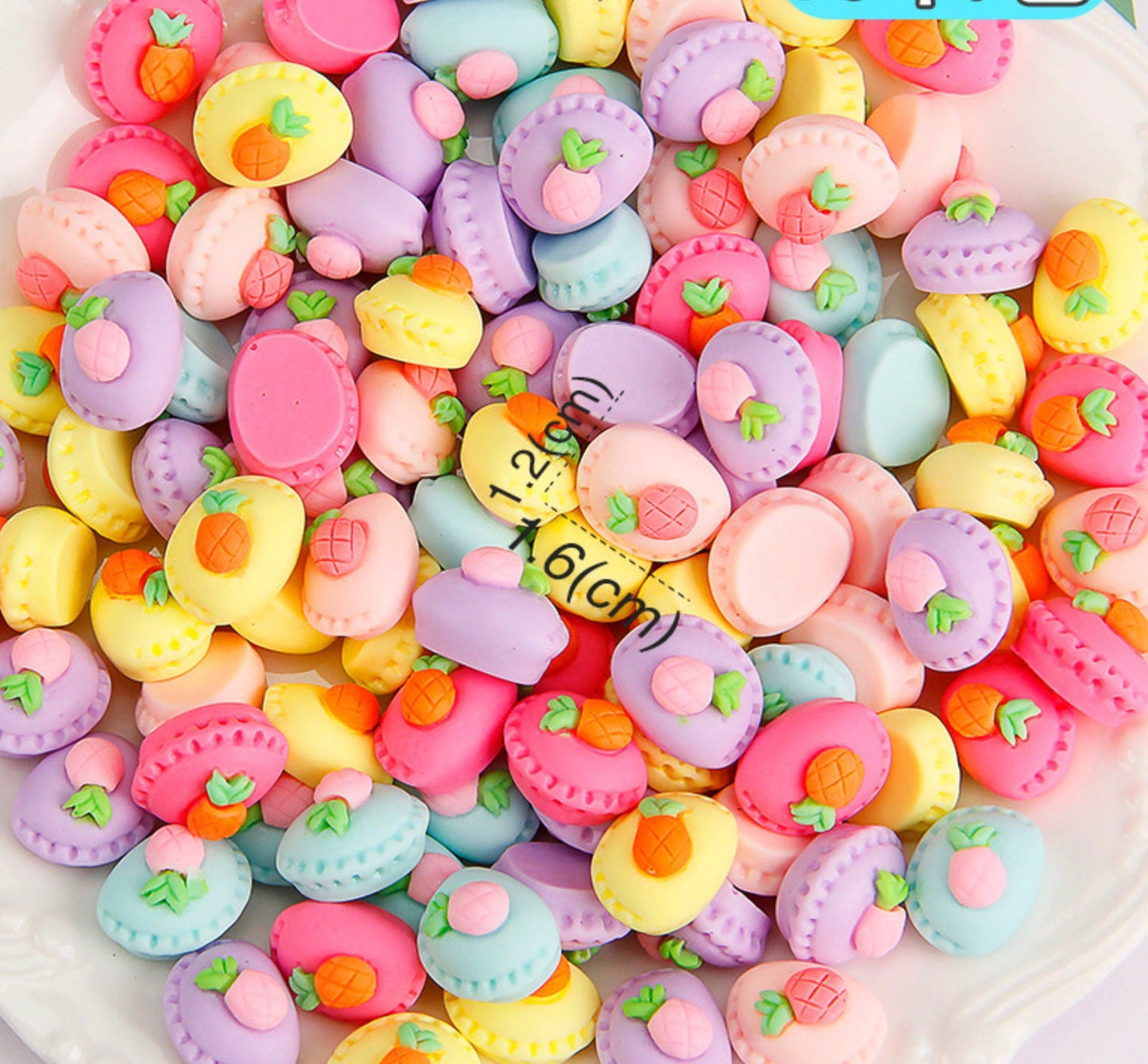 FAKE Pineapple Dessert Themed Flatback Cabochons (Random Mix, 1.6CM x 1.2CM)