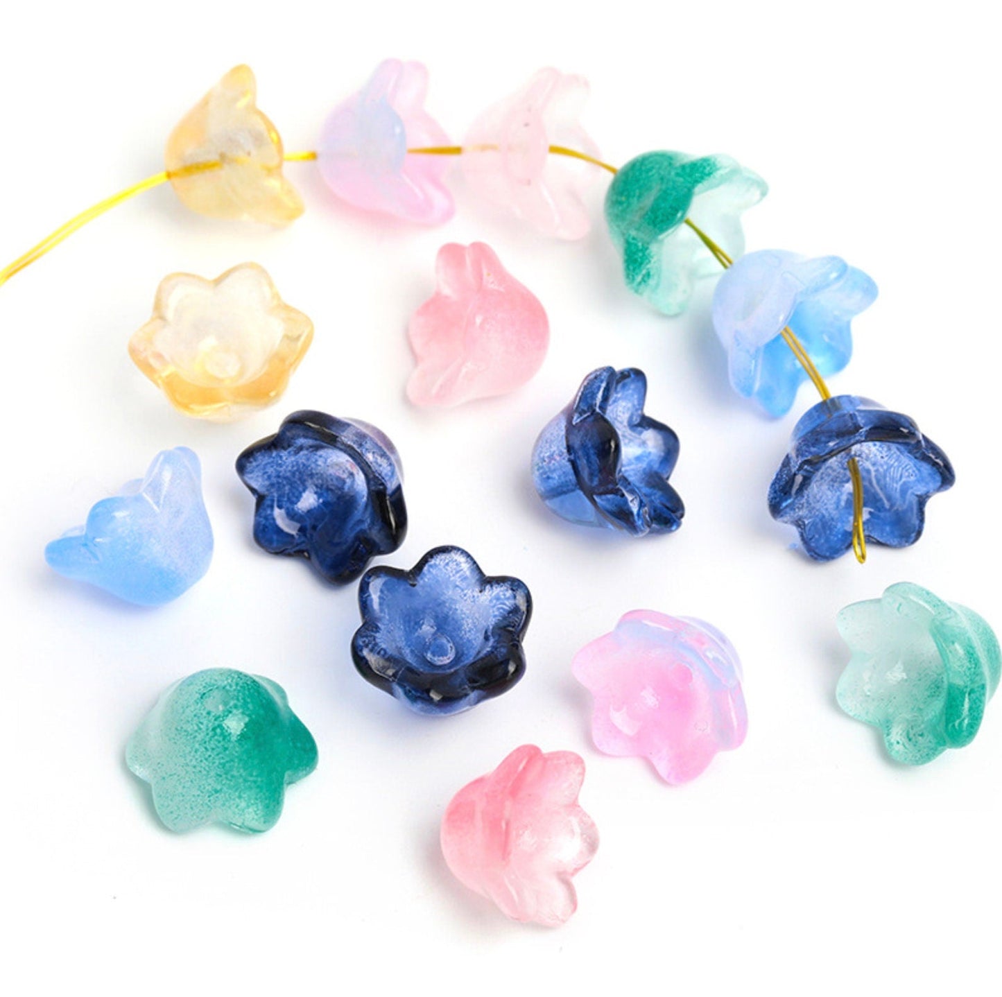 10.3MM Spray Painted Glass Flower Bud Beads