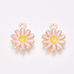 Cute White, Orange, Red, Pink, Daisy Flower Enamel Charm (15mm x 11mm)