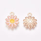 Cute White, Orange, Red, Pink, Daisy Flower Enamel Charm (15mm x 11mm)