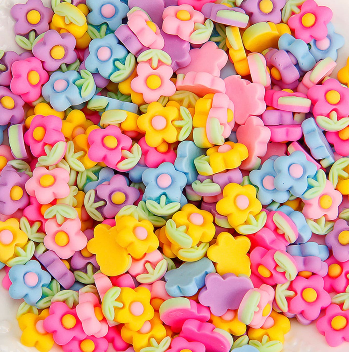 Five Petal Full Stem Flower Version 2, Floral Themed Flatback (Random Mix)