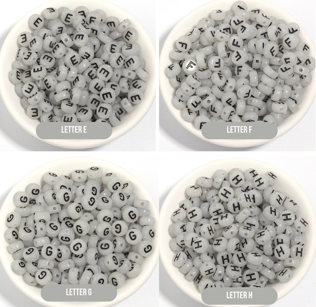 Glow-in-Dark BLACK Letter A-Z Individual Alphabet Beads (7MM)