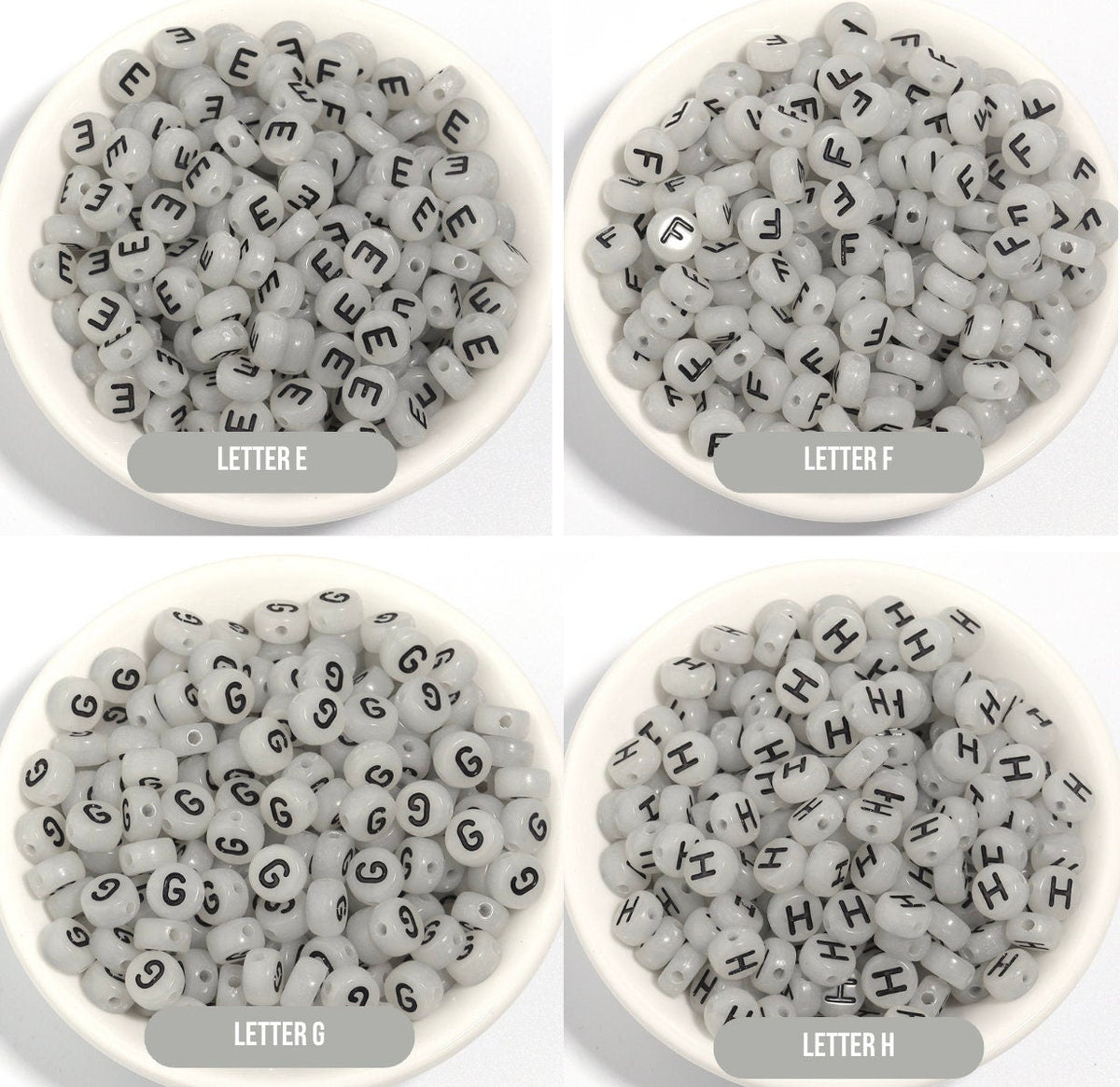 Glow-in-Dark BLACK Letter A-Z Individual Alphabet Beads (7MM)