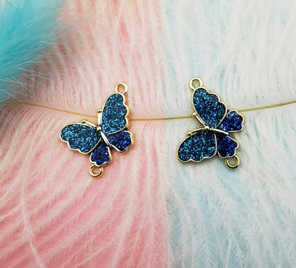 Glitter Butterfly Enamel Charm (14mm x 22mm)