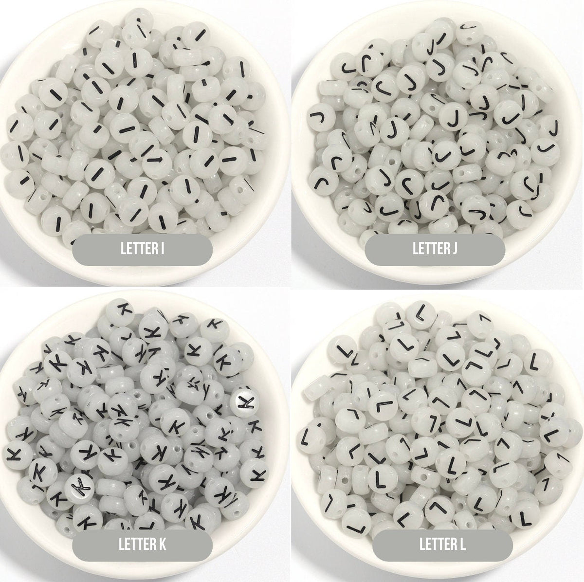 Glow-in-Dark BLACK Letter A-Z Individual Alphabet Beads (7MM)